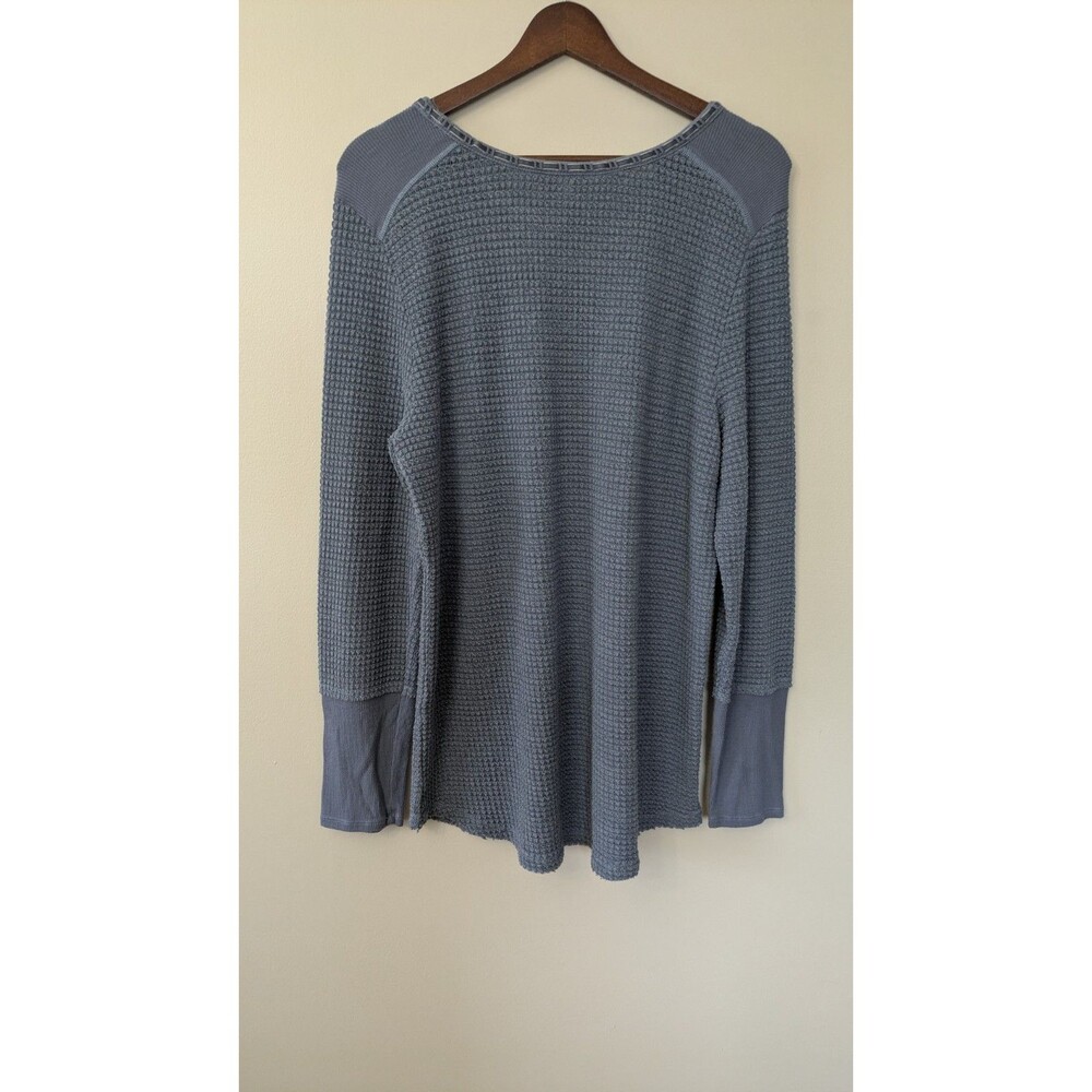 Sundance Womens Waffle Knit Tunic Top XL Boho Relaxed Velvet Trim Long Sleeve - Picture 4 of 8